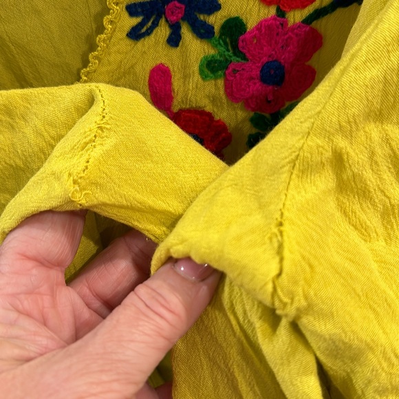 Riviera Sun Bright Boho Yellow Floral Embroidered Dress or Cover-Up 3X - Picture 6 of 6